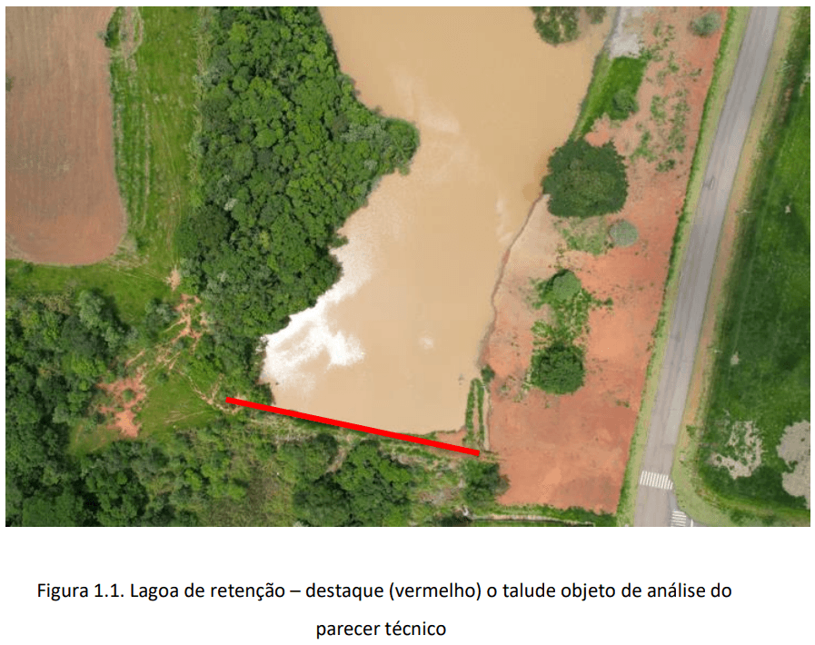 Figura técnica: seção/perfil considerado na análise de estabilidade do talude.