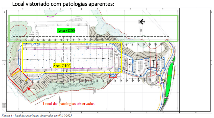 Mapa de referência das áreas vistoriadas (G100/G200), sem informações sensíveis.