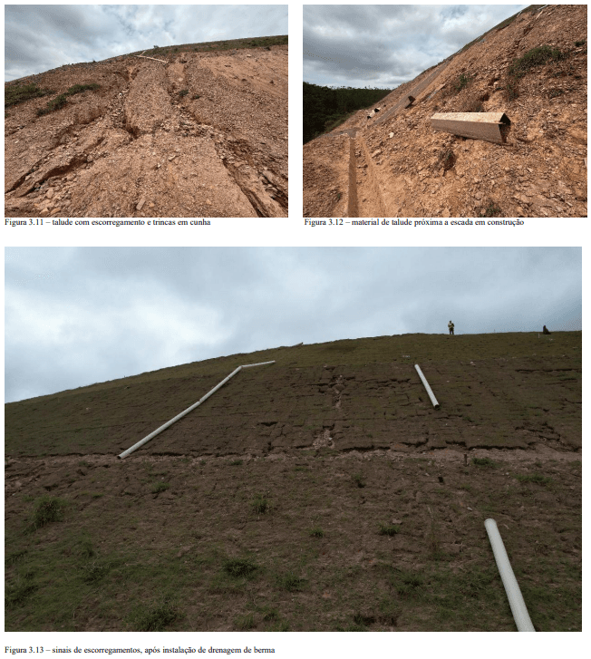 Escada hidráulica em construção: registro de execução e trincas pontuais acima do trecho.