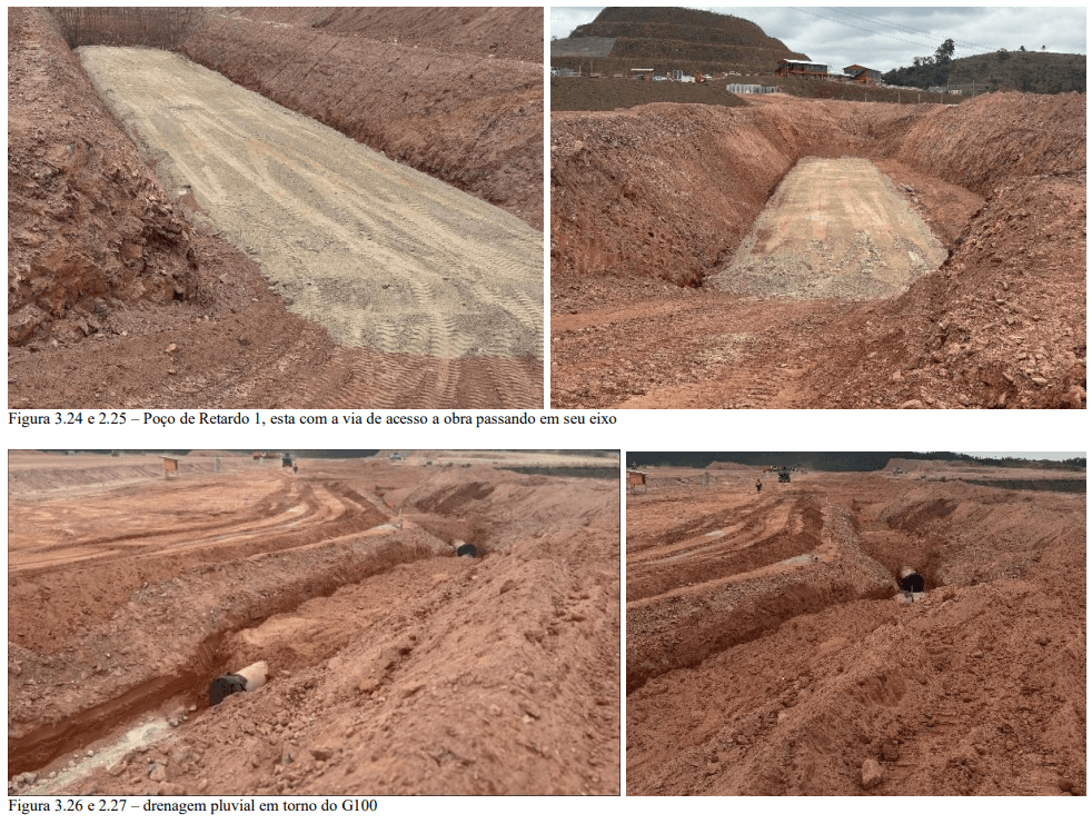 Registros complementares de drenagem e condições de talude no entorno.